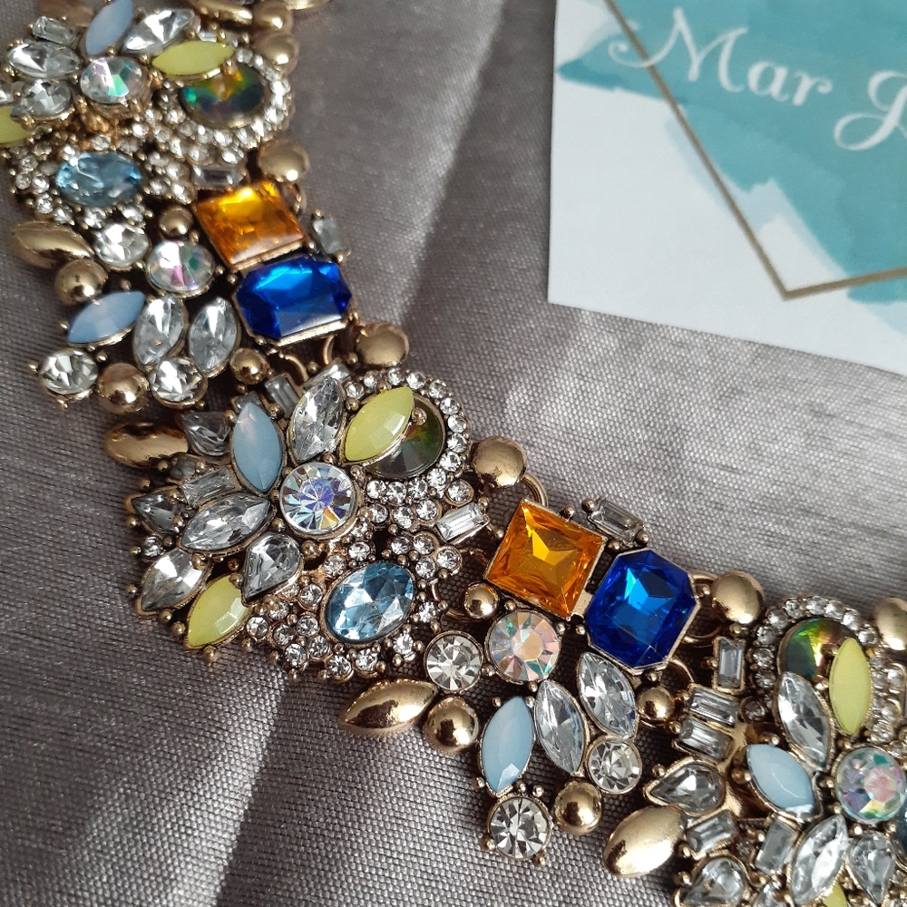 Blue Statement Formal Necklace - Picture 3 of 4